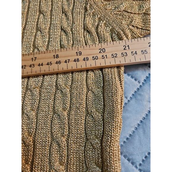 Outlander Studio Vintage Gold Sparkly Cardigan Sweater Vintage Made In Hong Kong - Picture 3 of 14